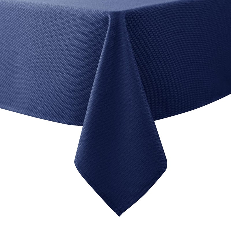 Biscaynebay Textured Fabric Tablecloths 60x108 Inches Rectangular, Navy Water Resistant Tablecloths for Dining, Kitchen, Wedding and Parties etc. Machine Washable - Image 1